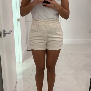 Women's Cream High-Waisted Shorts